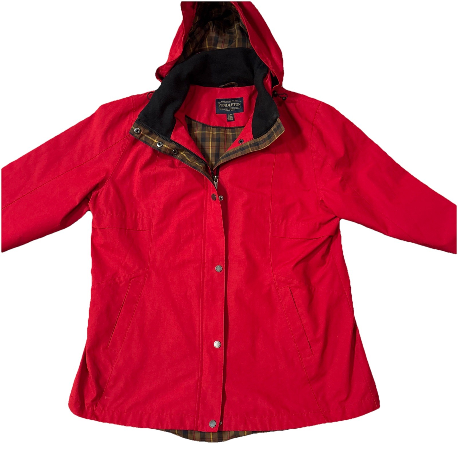 Pendleton Red Hooded Coat with Plaid Lining. Size… - image 1