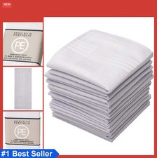 Men's Handkerchiefs 12 Pack 16 x 16 Permanent Press White Satin Cord Pocket