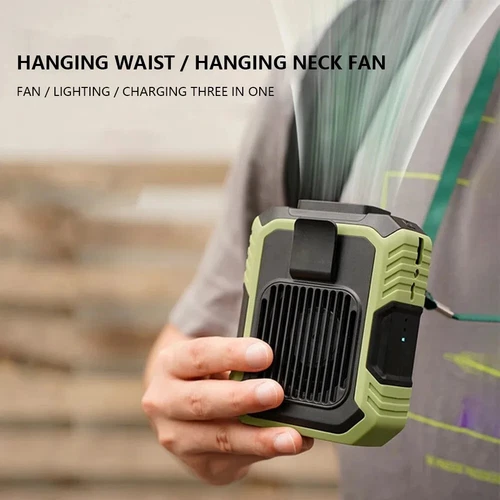 2024 Portable Waist Clip Fan Hanging Cooling Fan USB Rechargeable Power Bank Fan - Picture 9 of 14