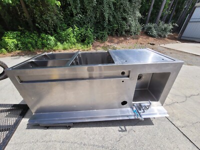 30''W x 78''L Stainless Steel Restaurant Beverage Table Left Sink & Slide Storage