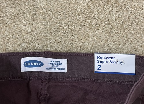 Old Navy Rockstar Super Skinny Jegging High Rise Maroon Women’s Size 2 NWT - Picture 4 of 8