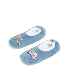 Vera Bradley $39 Cat’s Meow Soft Faux Fur Lined Blue Fleece Slippers Size S 5-6