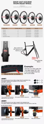 Ebike Conversion Kit 72V 1000W 3000W MTB 3.0 Tyre Brushless Front Rear Hub Motor - Picture 23 of 37