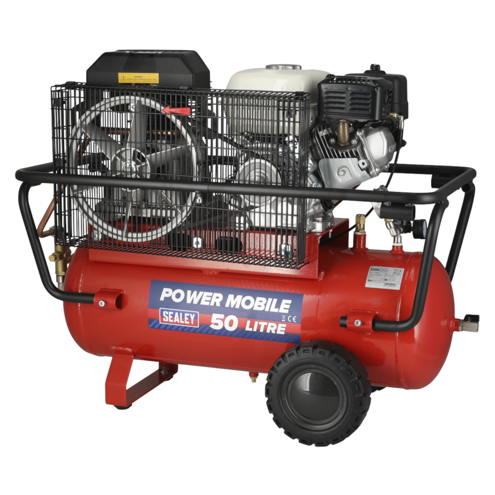 Petrol Air Compressor 50L Belt Drive 5.5hp with Engine Garage A Sealey SA5055