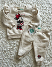 Brand New Disney Baby Minnie Mouse Sweatsuit Size 3-6M Beige Comfy