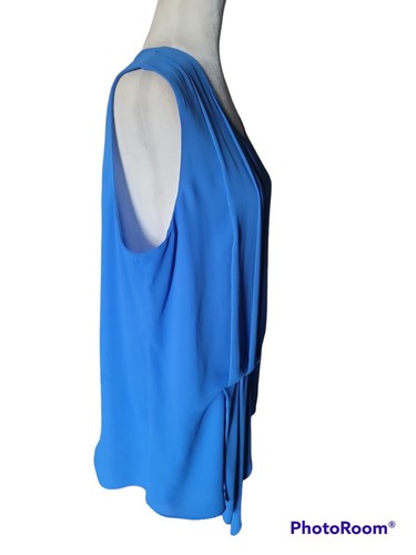 Mossimo Women’s Sleeveless Top blouse Royal Blue Pleated Accent Size xl business - Picture 2 of 5