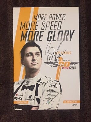 Indianapolis 500 Graham Rahal Signed 2016 Poster Indy Car 12x16 100th