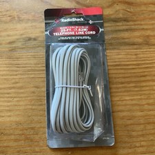 25-FT Telephone Cord NIB Modular 6-Pin Gray RJ-11 New in Package RadioShack