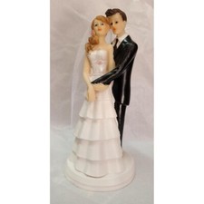 Cake topper sposi in resina h.17 cm torta matrimonio  PAB-PB14522B-1