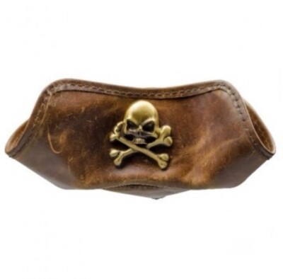 Leather Tricorn Pirate Hat Skull And Cross Bones Cosplay Reenactment ...