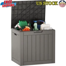 31 Gallon Grey Outdoor Storage Box Waterproof Resin Lockable Patio & Garden Bin