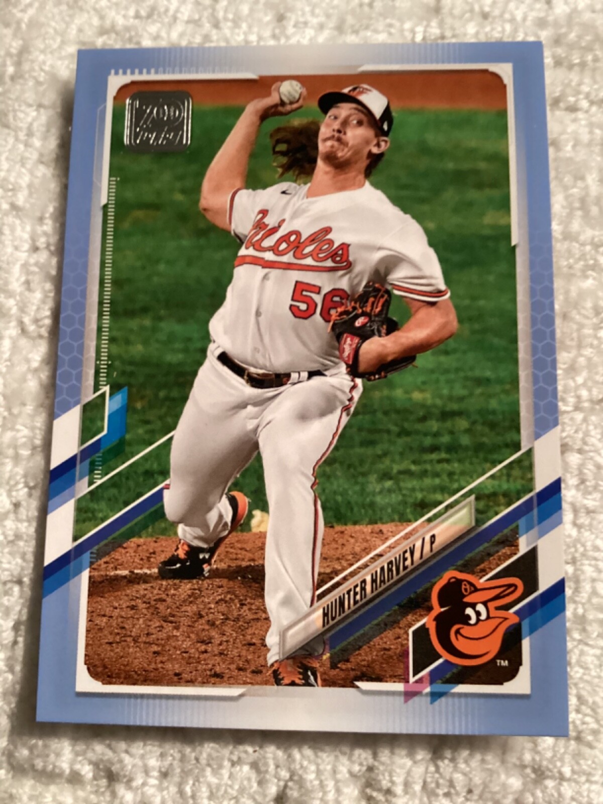 2021 Topps Father's Day Blue 01/50 Hunter Harvey #93-First off the Line-Orioles