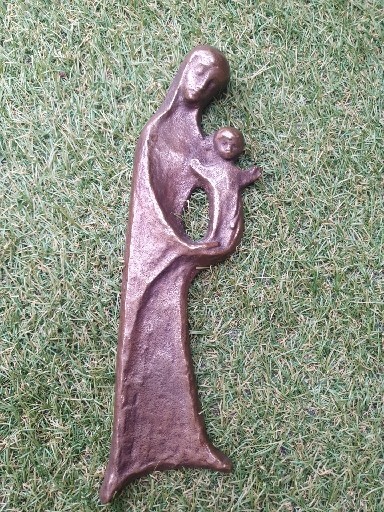 Expressionismus Bronze Figur J. Fischedick Größe 205 mm Mutter Gottes Jesuskind