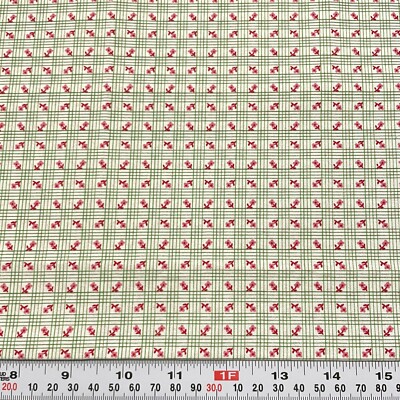 Hooked on Hankies by RJR Fabrics Pink & Red Florals Cotton Remnant 13'' x 45''