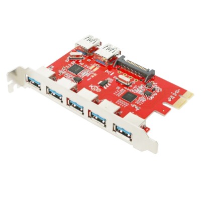 Desktop Computer 7 Port USB3.0 PCIE Expansion Card 5Gbps Fast Data Transfer