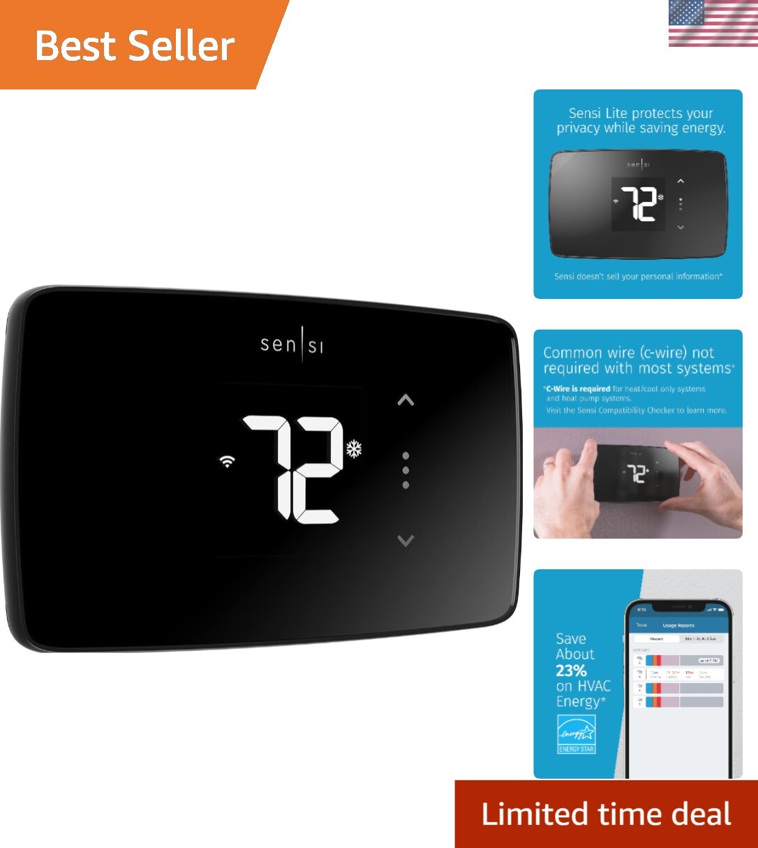 Smart Thermostat, Data Privacy, Programmable, Wi-Fi, Easy DIY, Works With Ale...-image