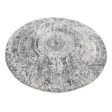 6' x 6' Ivory Hand Loomed Mamluk Design Pure Wool Tone on Tone Round Rug R87714