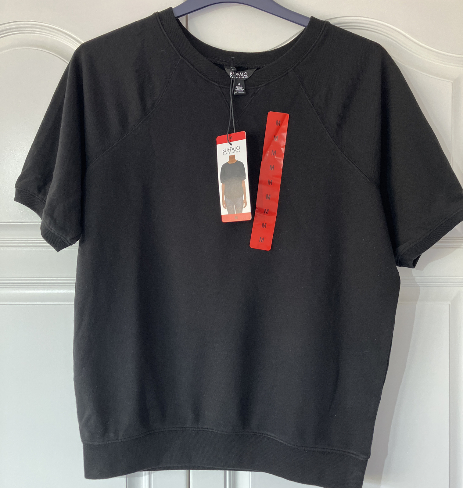 David Bitton Buffalo SWEATSHIRT Short Sleeve Women Sz: M Chest 44” BNWT Black G5