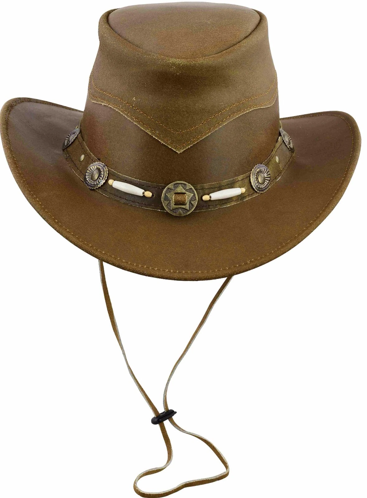 LEATHER HATS COWBOYS WESTERN STYLE BUSH HATS TOP QUALITY