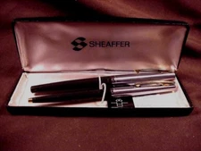 # SHEAFFER  STYLIST PEN/BALLPEN SET, ORIG BOX. CHROME CAPS, GPT, CF, VERY CLEAN