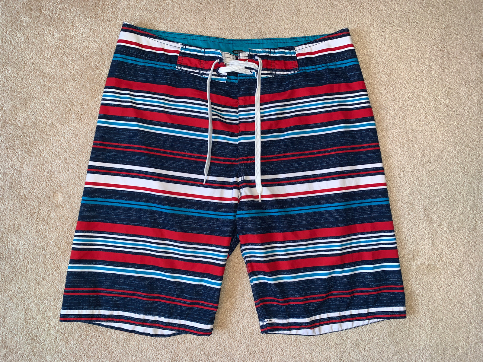 Shorts / Swimwear - Old Navy - Board Shorts - Blue/Red/White Stripe - Sz Medium-image