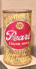 1957 PEARL FLAT TOP STEEL BEER CAN PEARL BREWING SAN ANTONIO TEXAS RED WRITING