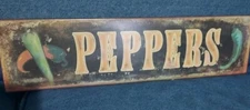Rustic Metal Farm Kitchen Sign Decor Peppers 19 1/4" By 5"