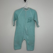 Vintage Teddy Bears Brand Sleeper One Piece Pajamas Blue Train Size 3 Soft EUC