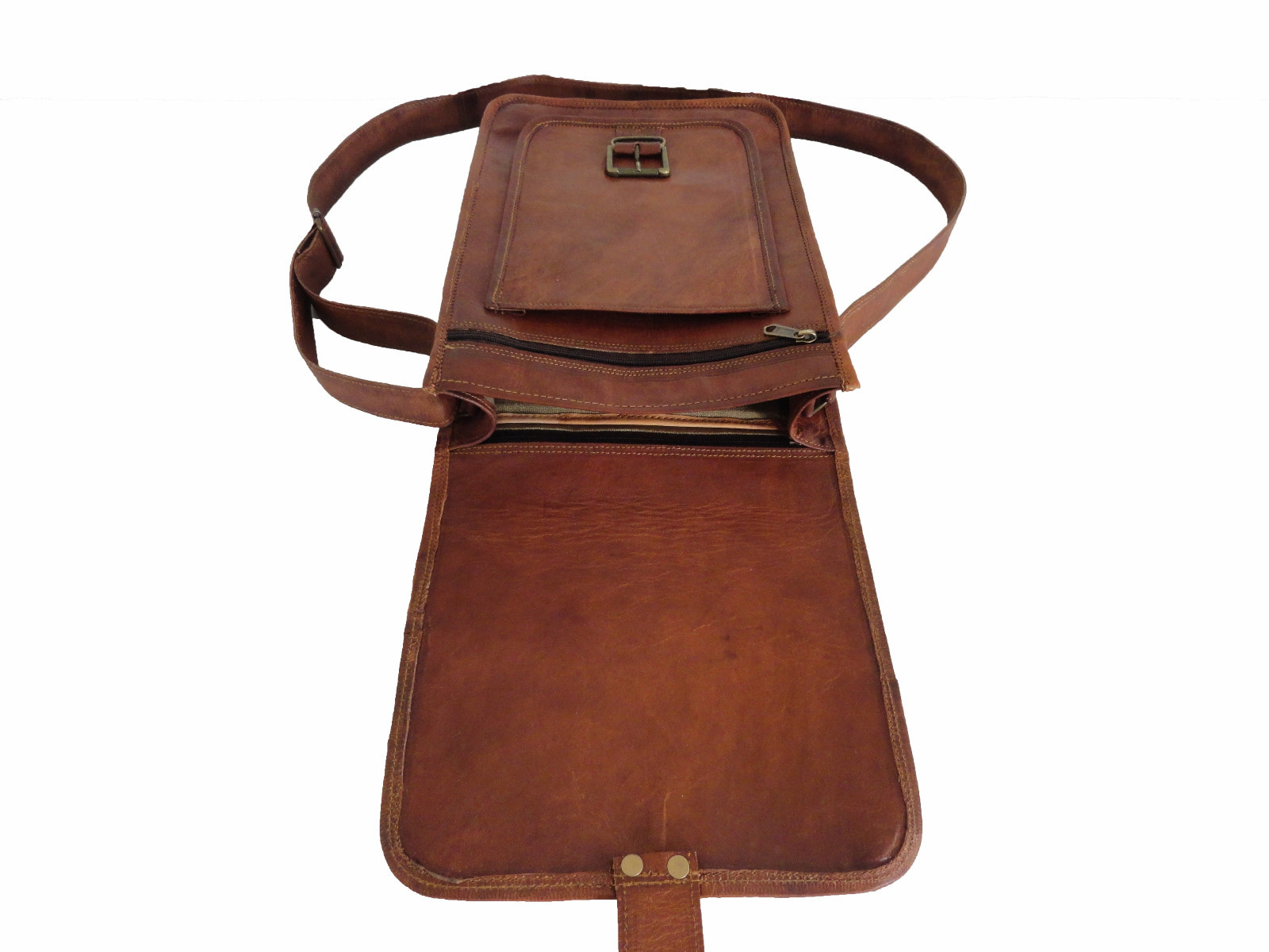 14 In Genuine Leather Messenger Bag A4 Laptop Satchel School Crossbody Sling Bag