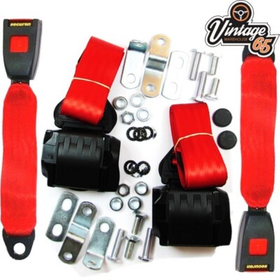 Automatic Rear Inertia Red Seat Belt Kits E Approved For Classic BMW Pair