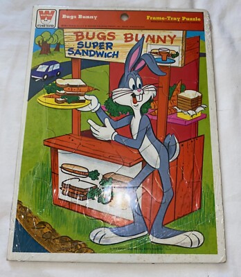 1976 Whitman Bugs Bunny Frame Tray Puzzle Super Sandwich Stand FREE US SHIPPING!