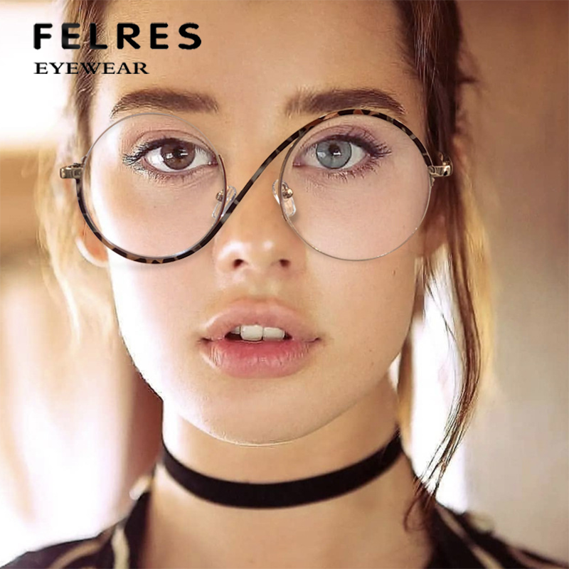 Asymmetrical Anti Blue Light Reading Glasses For Women Round Half Frame  Glasses