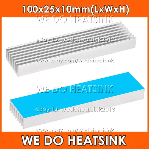 100x25x10mm Extruded Heatsink LED IC Cooler Radiator With Thermal Adhesive Pad