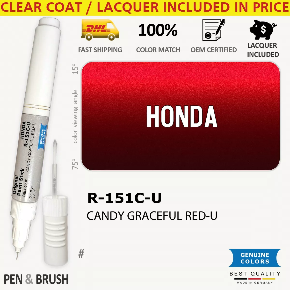 R 151C U Touch Up Paint for Honda Red # CANDY GRACEFUL RED Pen Stick  Scratch Chi | eBay