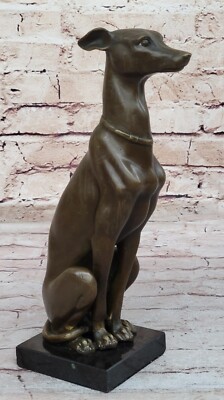 Vintage Bronze Metal Greyhound Whippet Dog Statue Sculpture Figurine Lost Wax