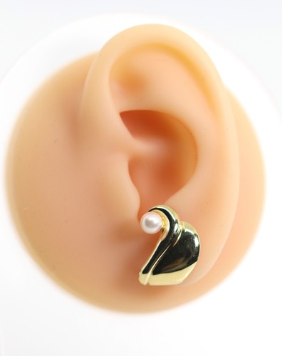 Mujer Huggie Oro Amarillo 585a D Butterfly Pendientes Perla – Cisne Forma, L : - Imagen 2 de 10