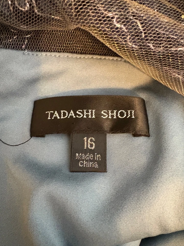 Tadashi Shoji silver lace and blue Gown original size 16 altered to size 10/12 - Image 4 of 4