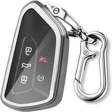 For Volkswagen Key Fob Cover With Keychaincar Key Case Fit For Vw Id.4 Black