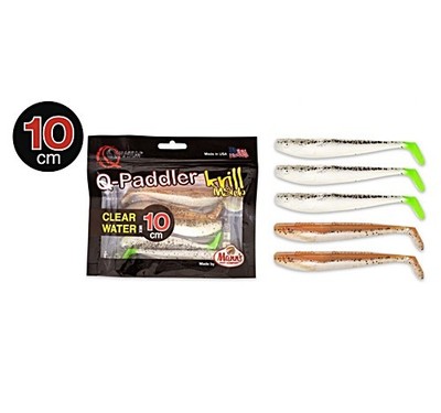 Quantum Q-Paddler Power Packs 10cm 3x salt & pepper UV-tail + 2x sand goby Clear