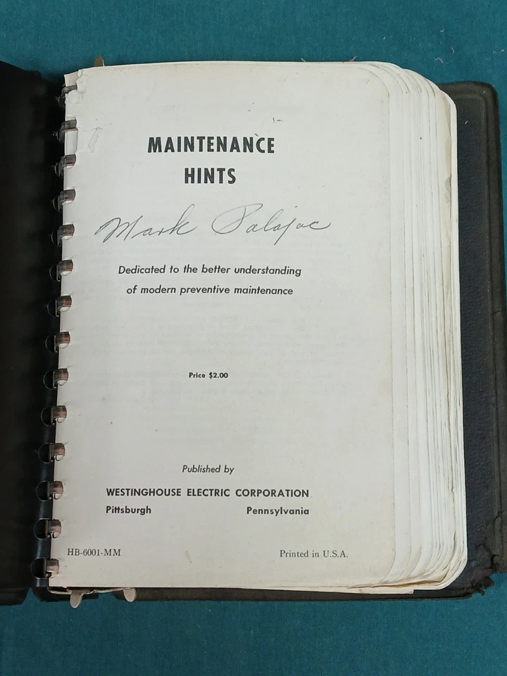 Maintenance Hints Westinghouse Electric Corp. - Double Spiral Bound - Image 3 of 4