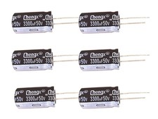 6 PCS 3300uF 50V 18x36mm Aluminum Electrolytic Capacitor 105C Temp 3300 MFD