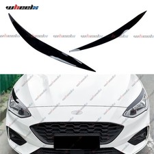 FOR FORD FOCUS MK4 2019 - 2021 EYEBROWS HEADLIGHT EYELID COVER GLOSS BLACK PAIR