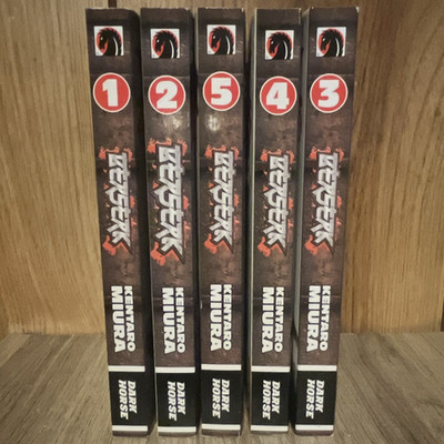 Berserk Dark Horse Manga Comic Book Lot Volumes 1-5 Kentaro Miura Series