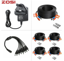 ZOSI BNC DC Power Lead 30m 18m CCTV Camera DVR Video Extension Cable 2A 1A Plug