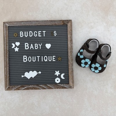 PEDIPED Originals Brown Blue Flower Mary Jane Crib Shoes Size 0-3-6 Months EUC
