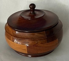 Vintage - Hand-Turned - Wooden Trinket Bowl with Lid