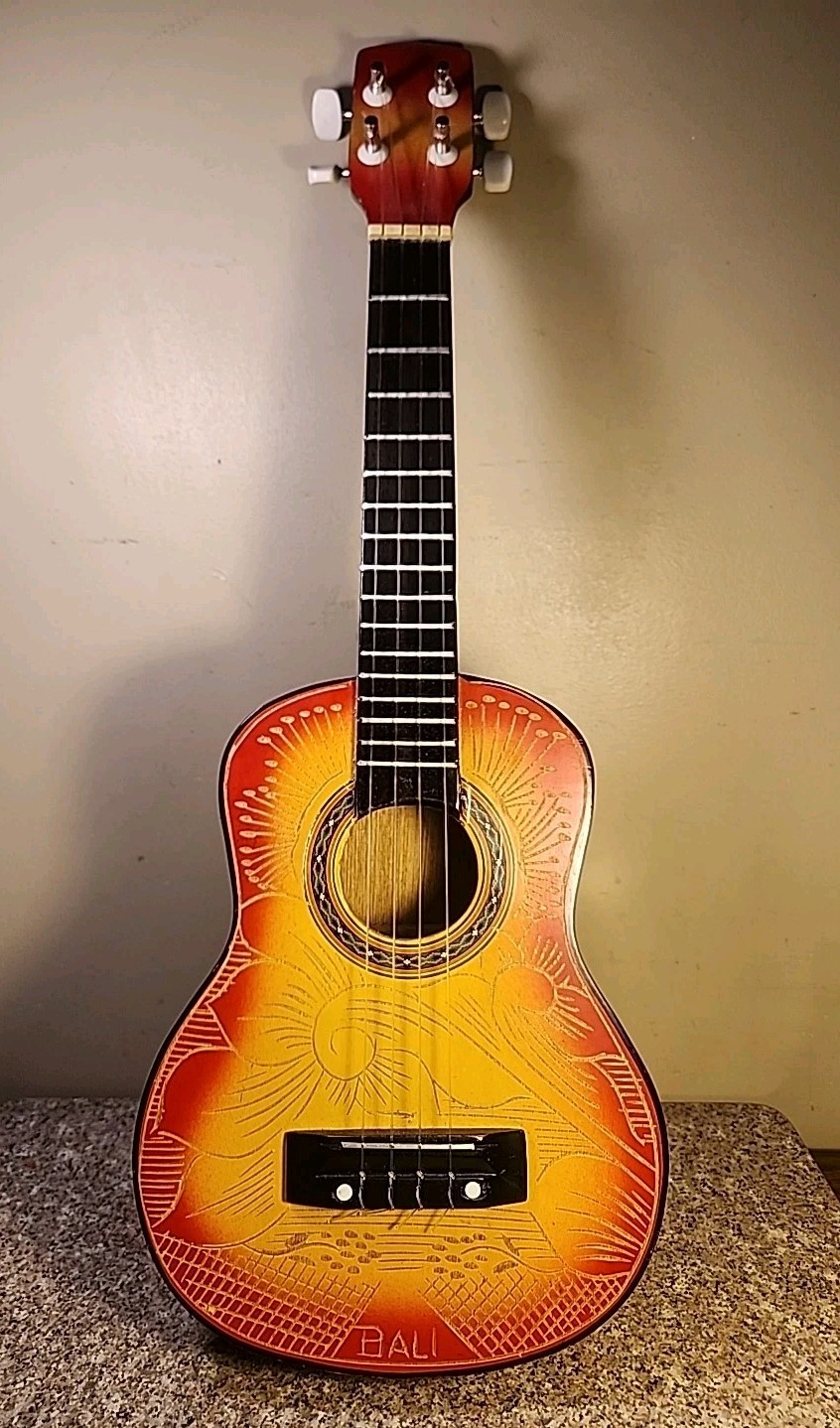 Colorful Ukulele w/ Carved Top from Bali 22" Long NICE 