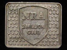 HL21153 VINTAGE 1970s   NRA 2 MILLION CLUB   BRASSTONE GUN BUCKLE