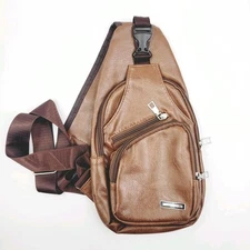 Seoky Rop Men Leather Sling Bag Purse Satchel Waterproof Crossbody Chest Brown