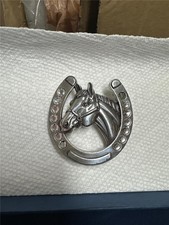 Vintage Nocona Horse Head inside HorseShoe Belt Buckle AS IS